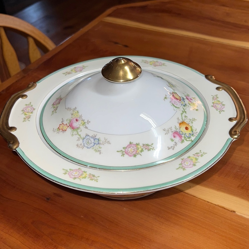 Vintage Hand Painted Floral Tureen Vegetable Lidded Dish China NPR Meito Japan